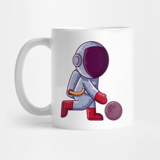 Cute Astronaut Playing Bowling Cartoon Mug
